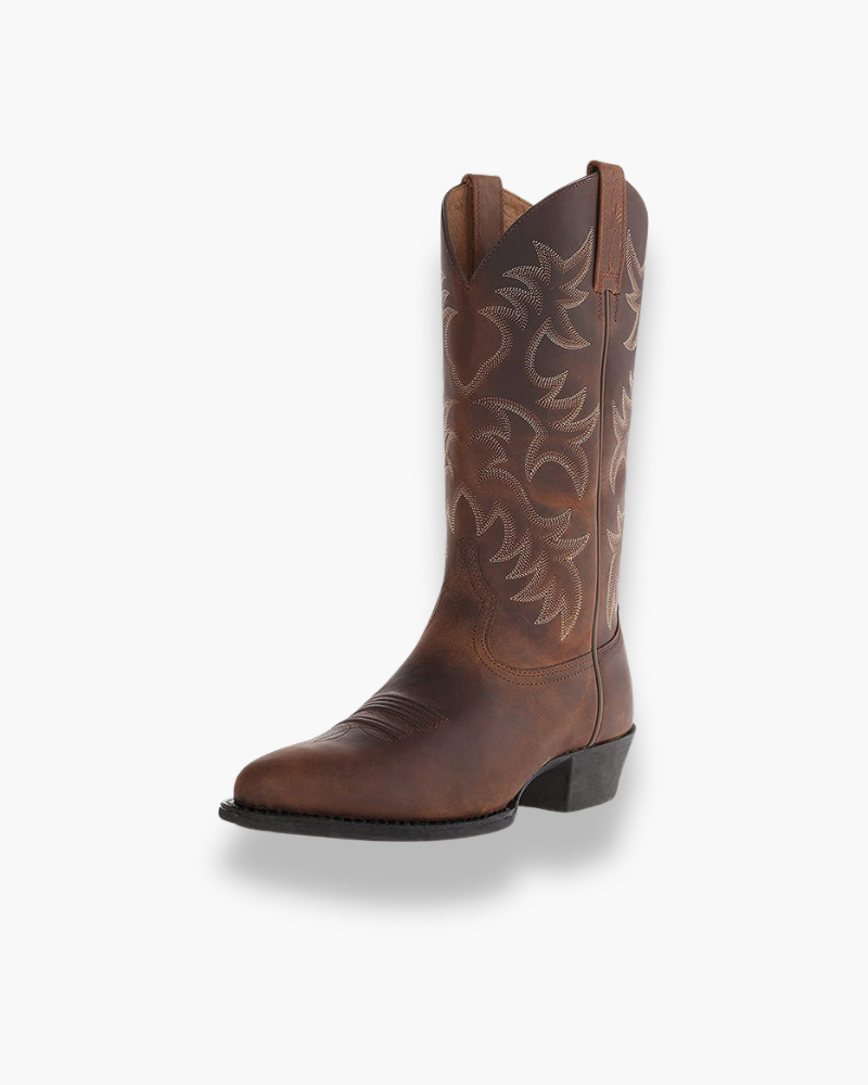 Luxe Damen Schwarze Westernstiefel – Elegante Cowboy Boots mit Schaftranddetail