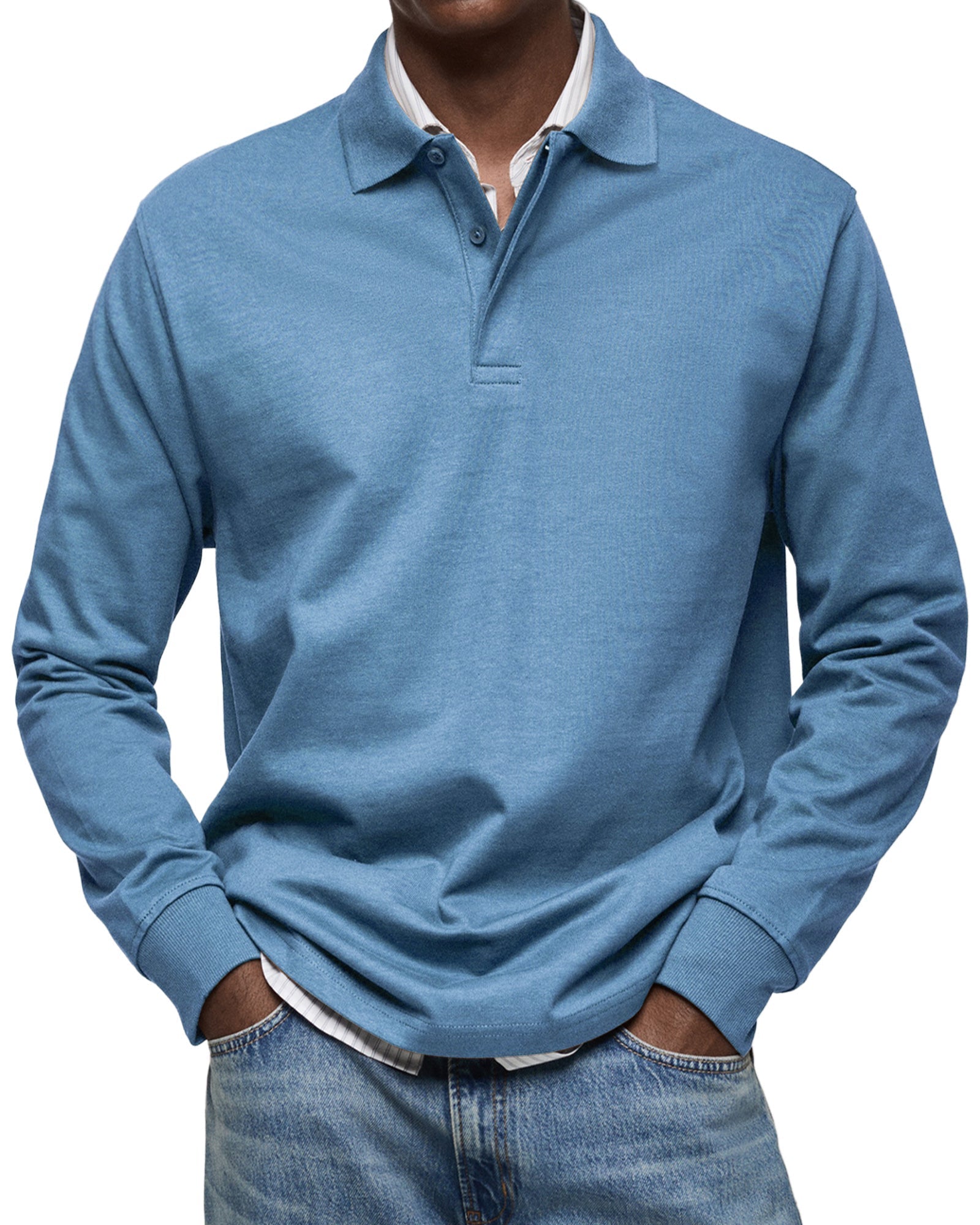 Polo à manches longues pour homme à la coupe ajustée et aux finitions soignées