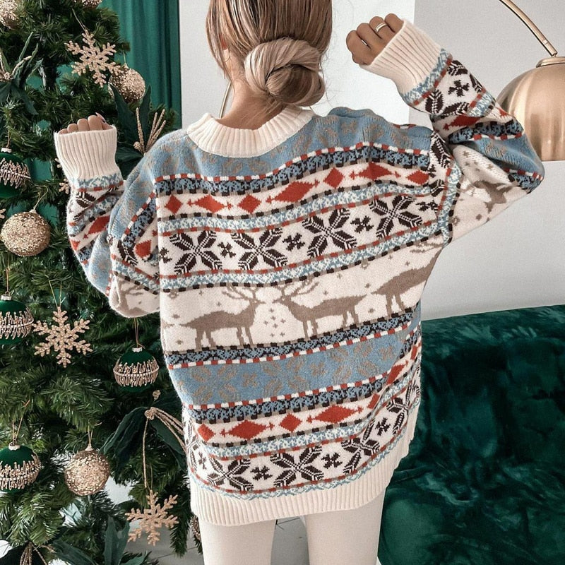 Damen Weihnachts Pullover Kuschelig & Warm | Festlicher Winter Strickpullover Langarm