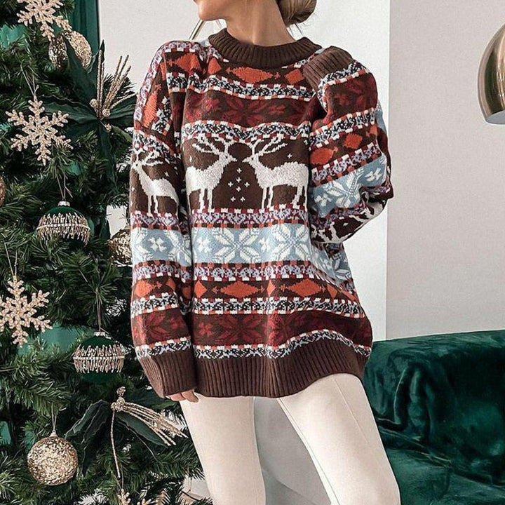 Damen Weihnachts Pullover Kuschelig & Warm | Festlicher Winter Strickpullover Langarm