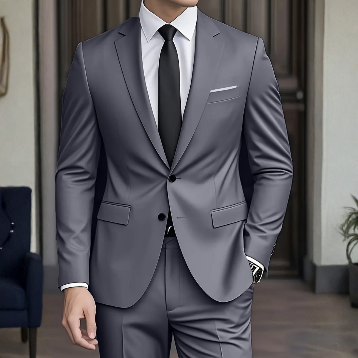 Costume deux pièces coupe slim pour homme en bleu marine