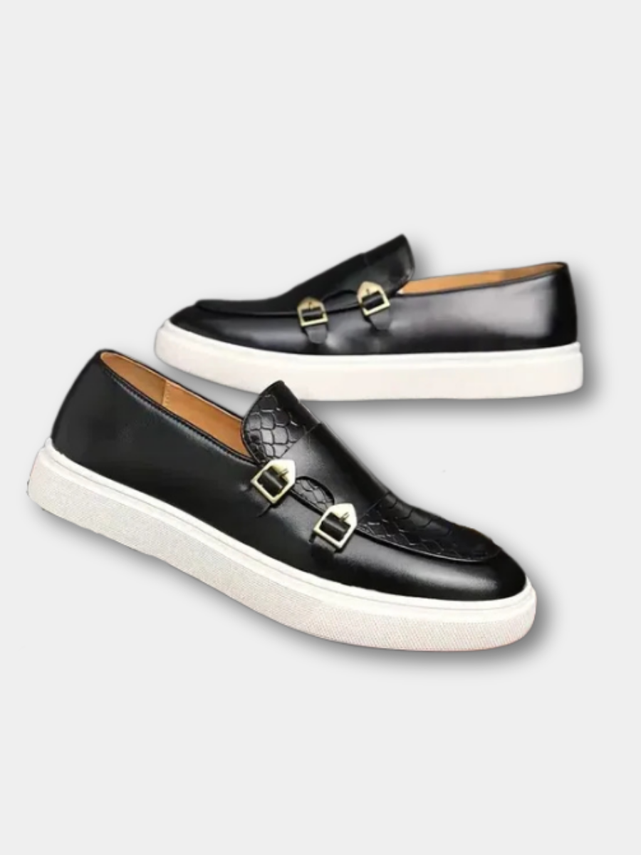 Chaussures en cuir pour homme de couleur noire au design classique et élégant