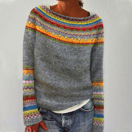 Damen Warmer Pullover mit Rundhalsausschnitt | Langarm Strickpullover Winter Herbst | Weich & Bequem
