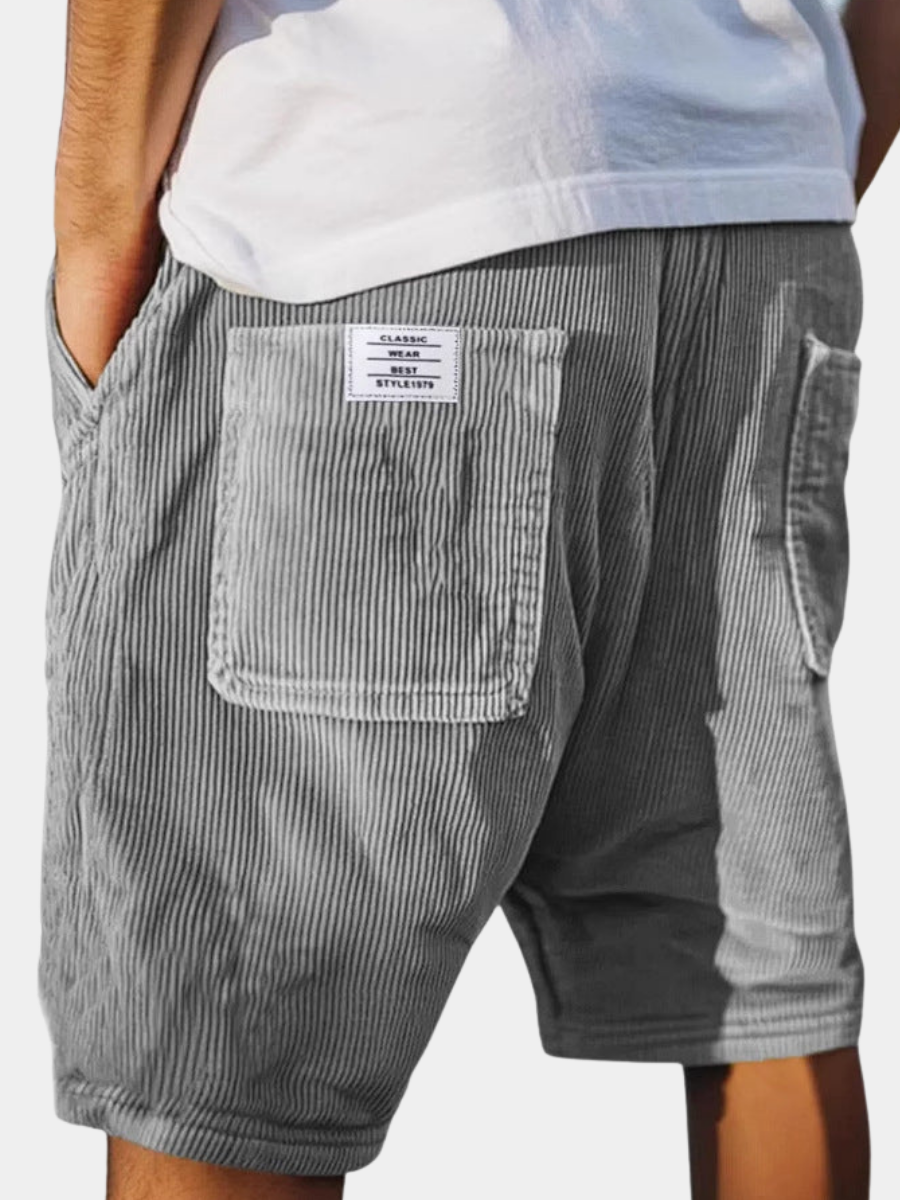 Short en velours côtelé pour homme à coupe décontractée avec taille élastique