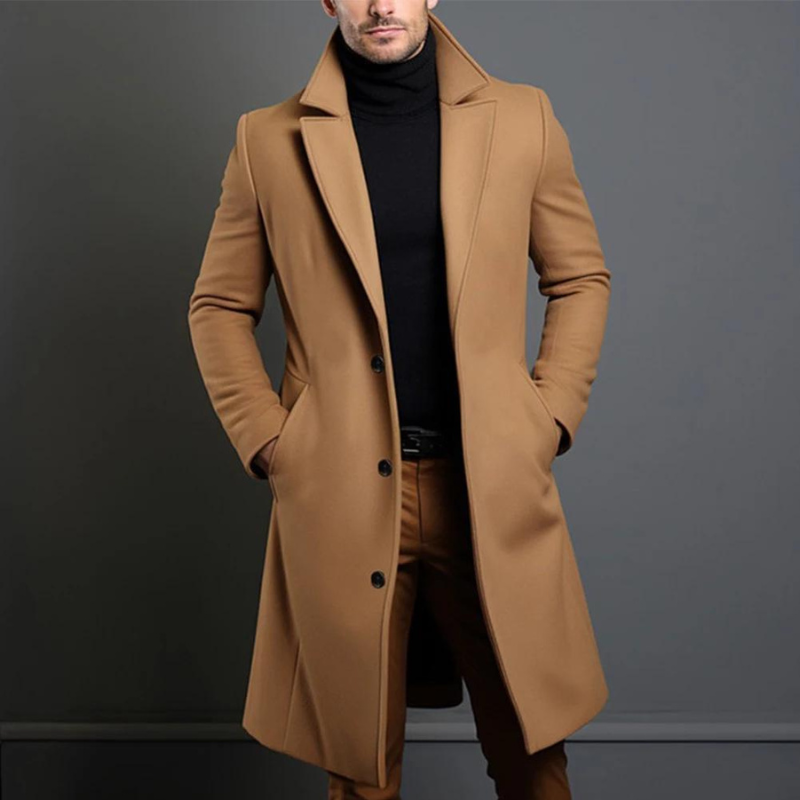 Herren Wollmantel Winter | Eleganter Langer Mantel Aus Wolle | Klassisch & Warm Für Freizeit