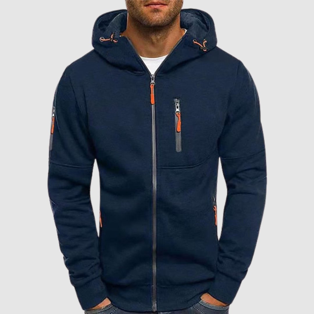 Veste à capuche zippée pour homme à coupe décontractée avec capuche réglable