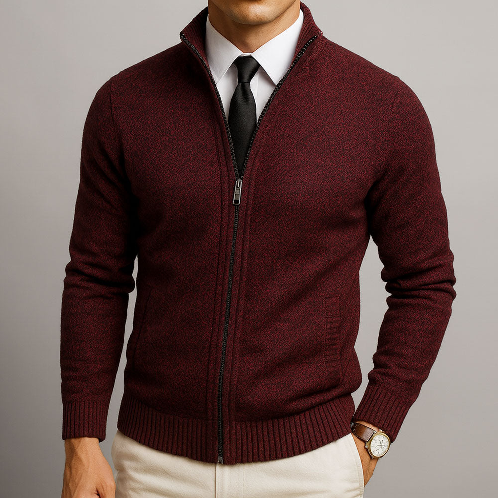 Cardigan en laine mérinos et coton pour homme, coupe structurée et lignes épurées