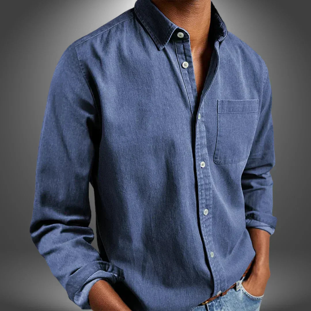 Chemise artisanale pour homme à col ouvert et coupe classique