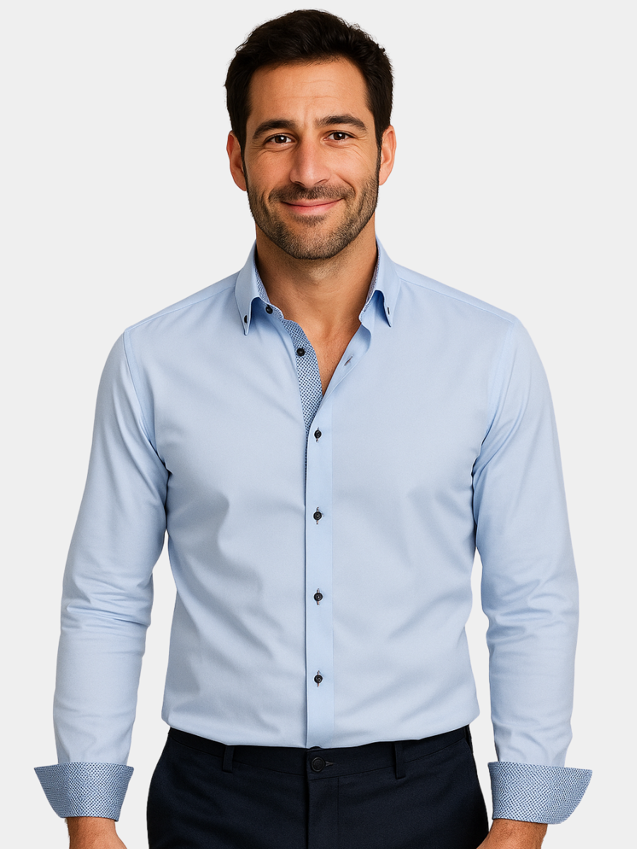 Chemise élégante pour homme légère avec poignets contrastés et coupe régulière
