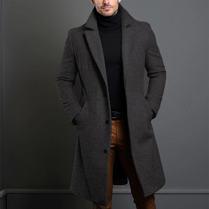 Herren Wollmantel Winter | Eleganter Langer Mantel Aus Wolle | Klassisch & Warm Für Freizeit