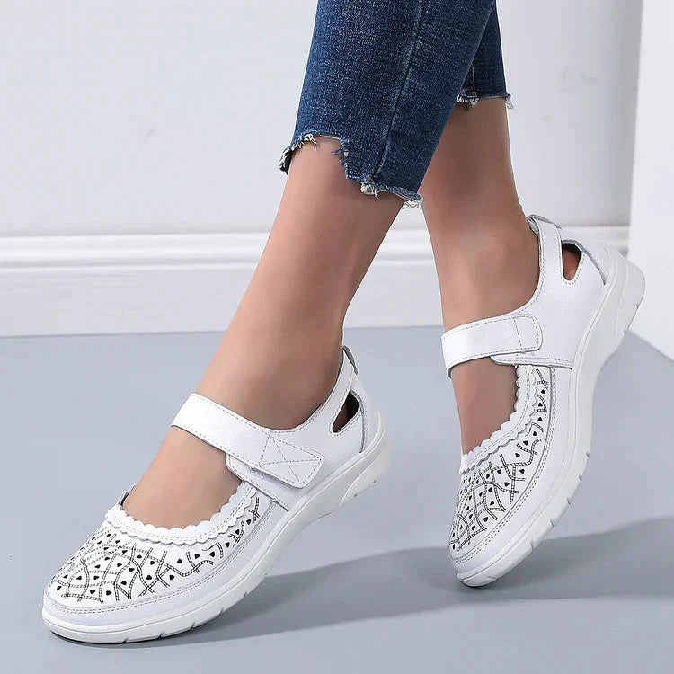 Simona – Weiße Leder Loafers Mit Komfortfußbett Für Damen