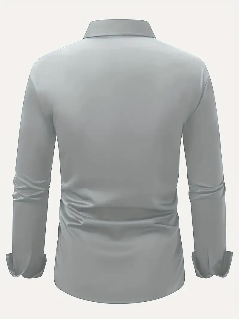 Chemise à manches longues coupe slim pour homme avec col structuré