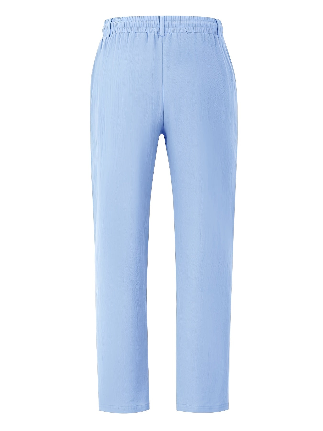 Pantalon en lin pour homme à coupe ample et taille ajustable par cordon