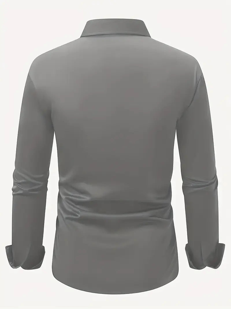 Chemise à manches longues coupe slim pour homme avec col structuré