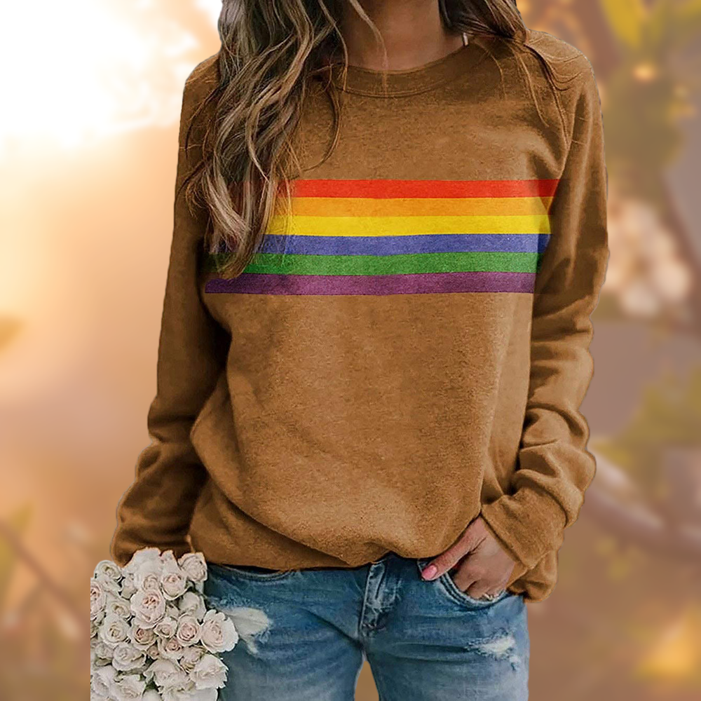 Damen Pullover mit Regenbogenmuster | Modern | Stilvoll & Vielseitig für Alltag und Freizeit