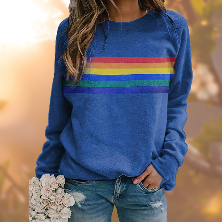 Damen Pullover mit Regenbogenmuster | Modern | Stilvoll & Vielseitig für Alltag und Freizeit