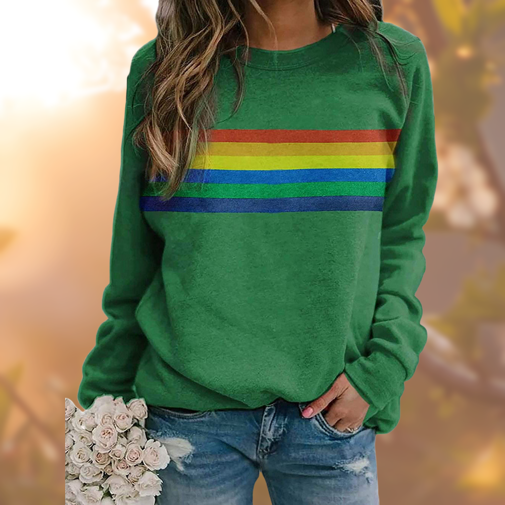 Damen Pullover mit Regenbogenmuster | Modern | Stilvoll & Vielseitig für Alltag und Freizeit