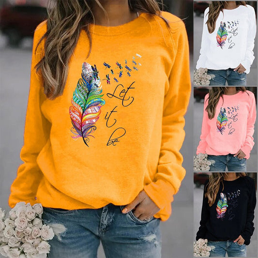 Damen Pullover mit Feder-Motiv | Komfortabel & Weich | Langarm für Herbst & Winter