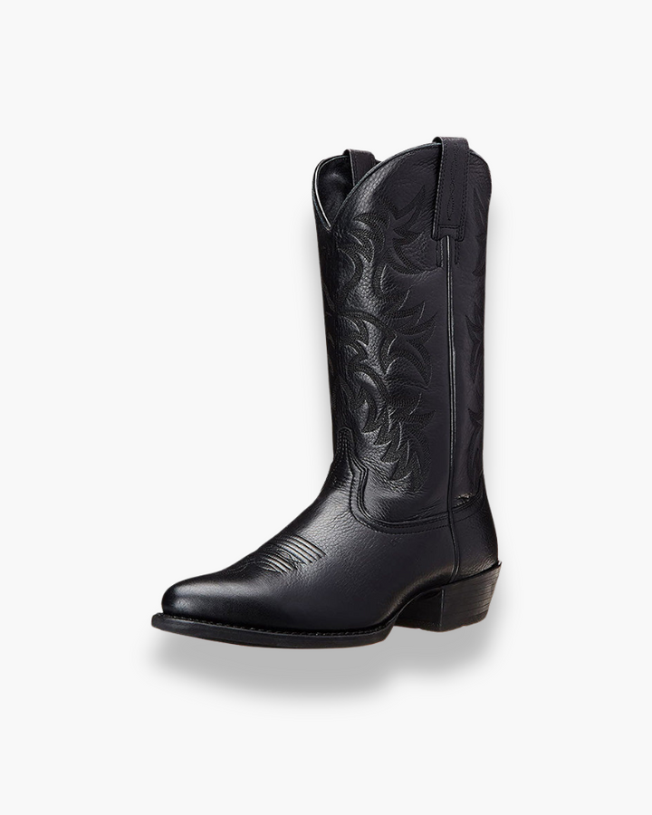 Luxe Damen Schwarze Westernstiefel – Elegante Cowboy Boots mit Schaftranddetail