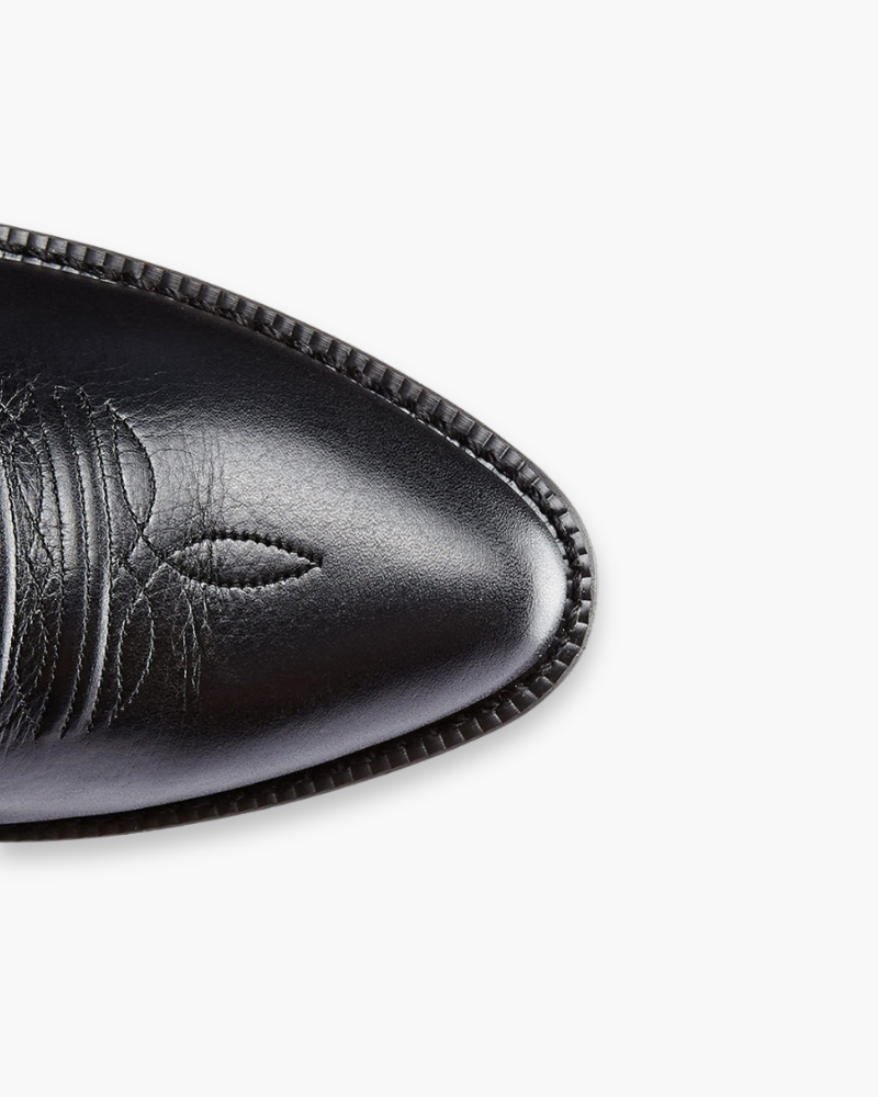 Luxe Damen Schwarze Westernstiefel – Elegante Cowboy Boots mit Schaftranddetail