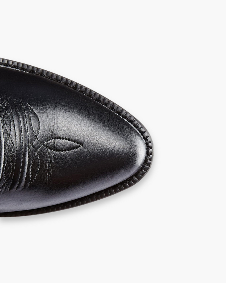 Luxe Damen Schwarze Westernstiefel – Elegante Cowboy Boots mit Schaftranddetail