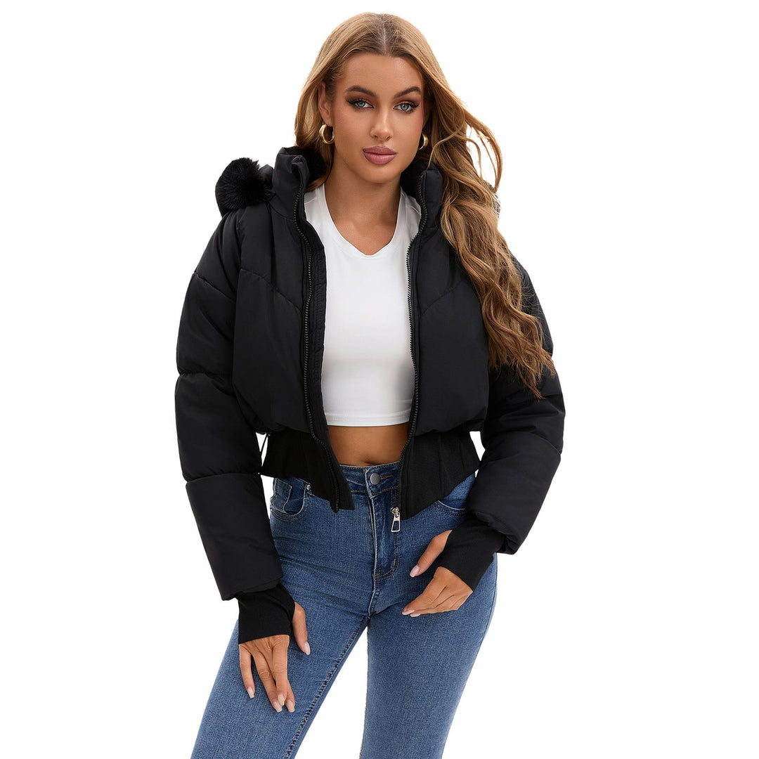 Damen Cropped Jacke mit abnehmbarer Kapuze | Stylisch & Vielseitig für Winter & Freizeit