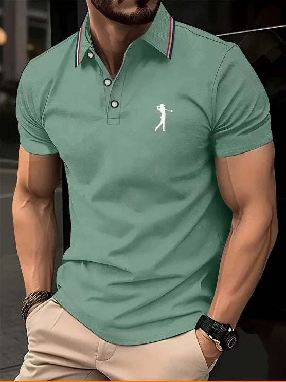 Chemise d'été imprimée pour homme à col classique et fermeture à boutons