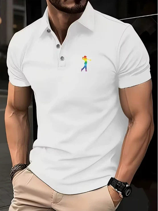 Chemise d'été imprimée pour homme à col classique et fermeture à boutons