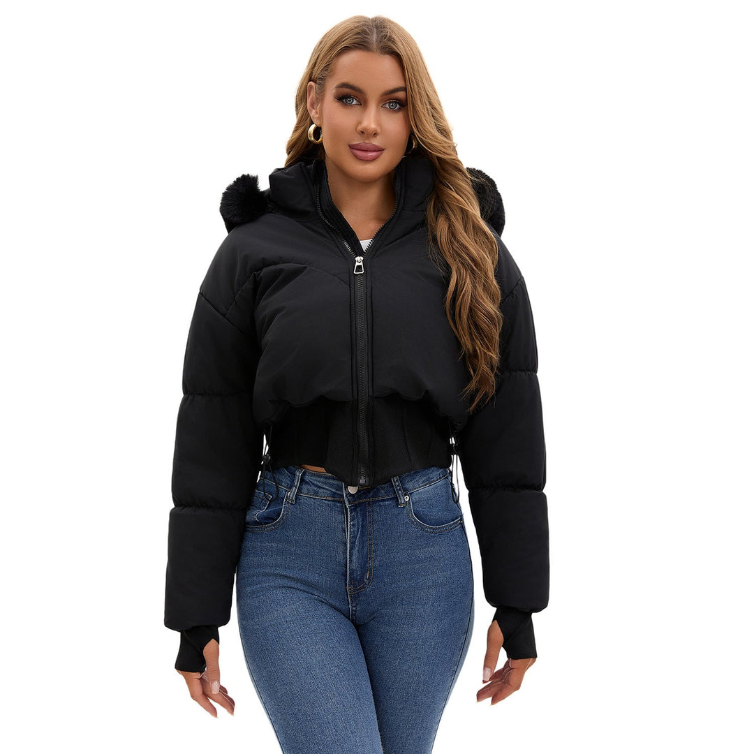 Damen Cropped Jacke mit abnehmbarer Kapuze | Stylisch & Vielseitig für Winter & Freizeit