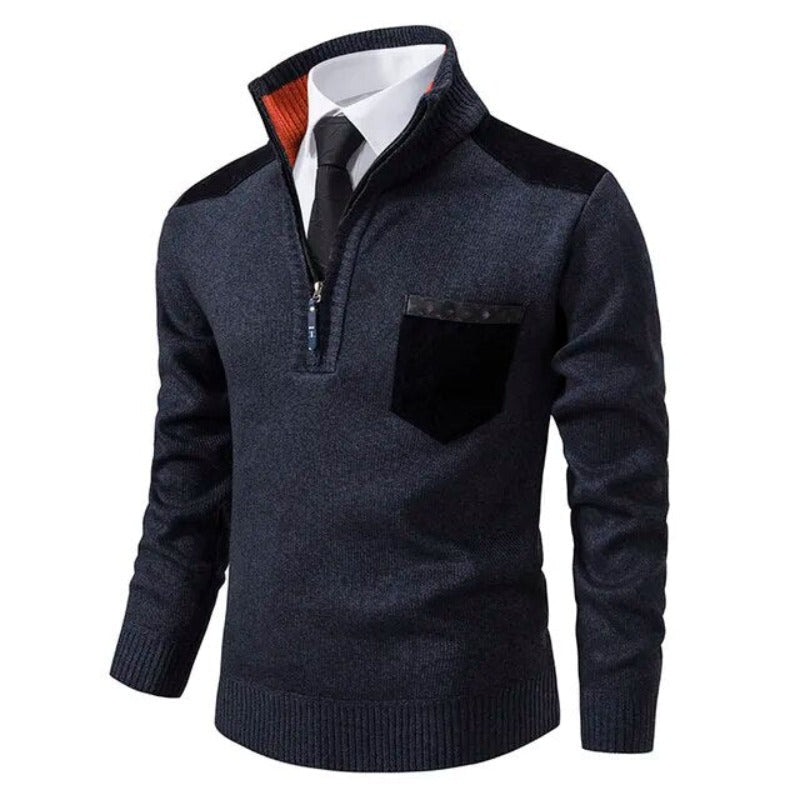 Herren Pullover mit Reißverschluss | Weicher Eleganter Langarmpullover | Warm & Stilvoll für Herbst & Winter