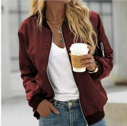 Damen Bomberjacke Langarm | Leichte Übergangsjacke mit Reißverschluss | Casual Streetwear Jacke