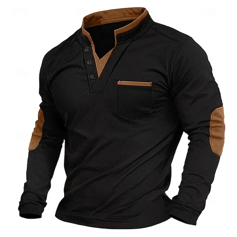 Sweat à encolure en V pour homme, coupe décontractée, en coloris neutre