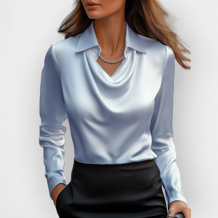 Elegante Damen Bluse mit Wasserfallkragen | Stilvoll | Zeitlos | Business & Abendmode