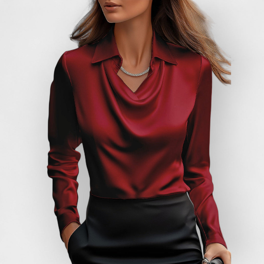 Elegante Damen Bluse mit Wasserfallkragen | Stilvoll | Zeitlos | Business & Abendmode