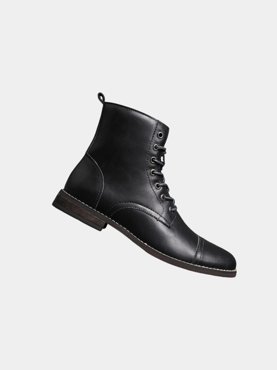 Bottines en cuir patiné pour homme aux coutures nettes et à la semelle robuste