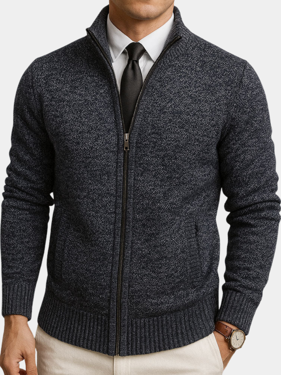 Cardigan en laine mérinos et coton pour homme, coupe structurée et lignes épurées