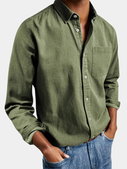 Chemise artisanale pour homme à col ouvert et coupe classique