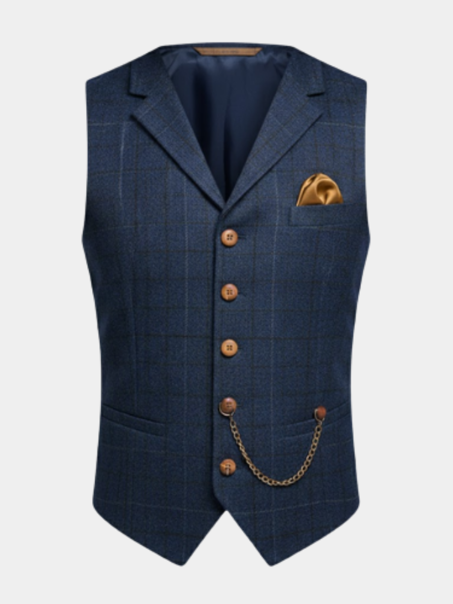 Gilet élégant pour homme à coupe structurée, porté en superposition