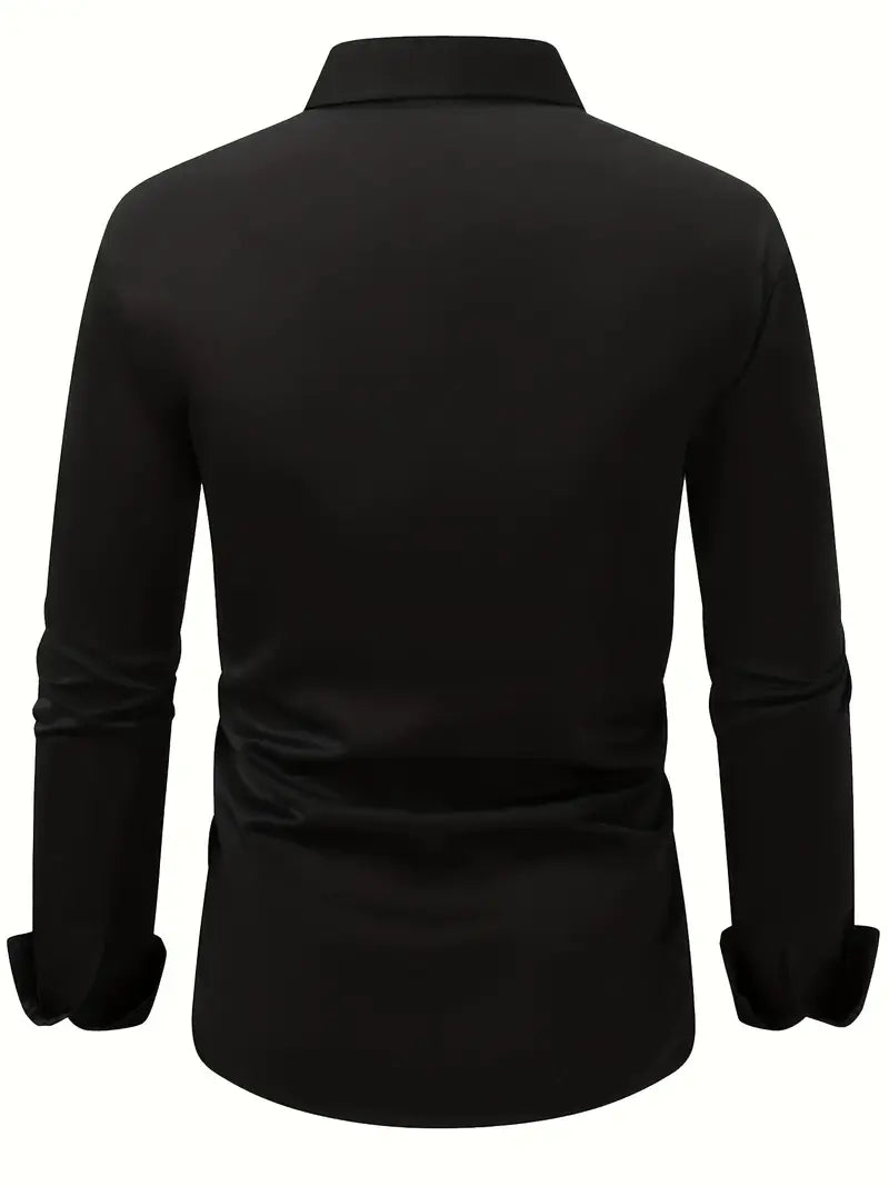 Chemise à manches longues coupe slim pour homme avec col structuré