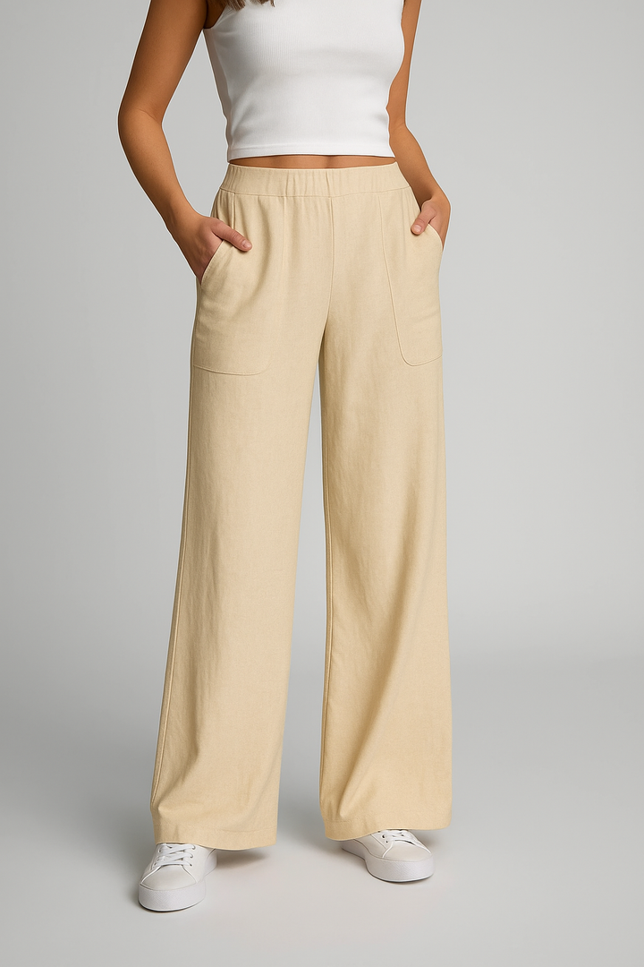 Amber – Leinenhose mit weitem Bein für Damen