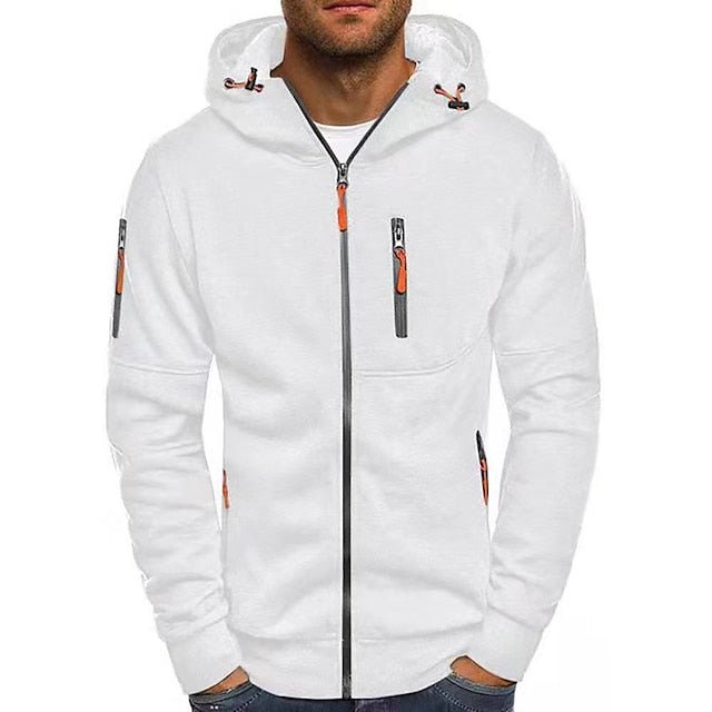 Veste à capuche zippée pour homme à coupe décontractée avec capuche réglable