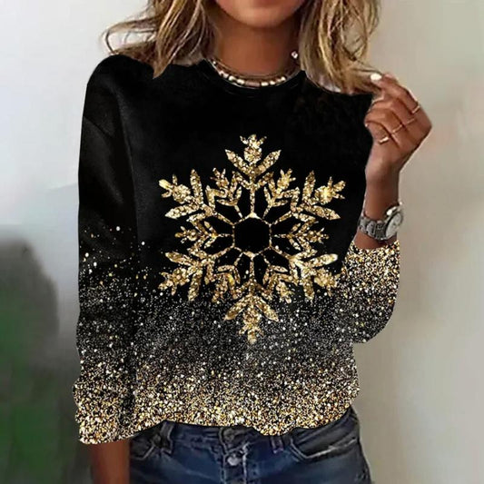 Damen Glitzer-Top | Langarmshirt | Stylisch & Elegant