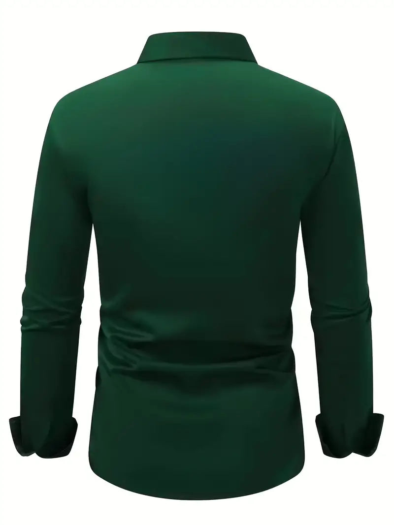 Chemise à manches longues coupe slim pour homme avec col structuré