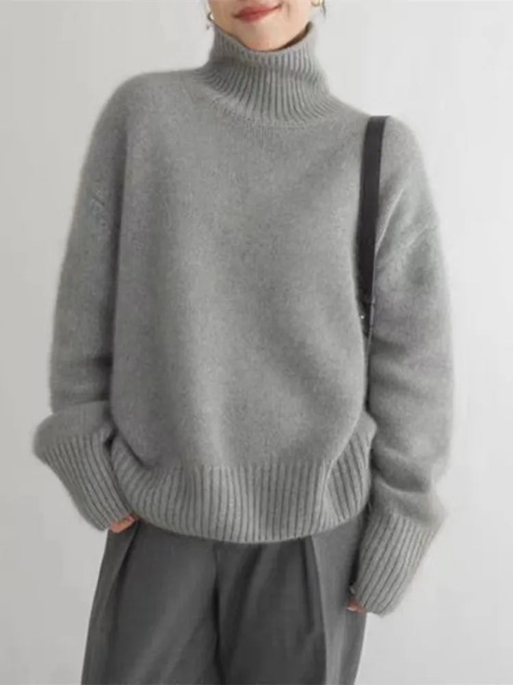 Damen Rollkragenpullover | Weicher Langarmpullover | Elegant & Warm für Herbst & Winter