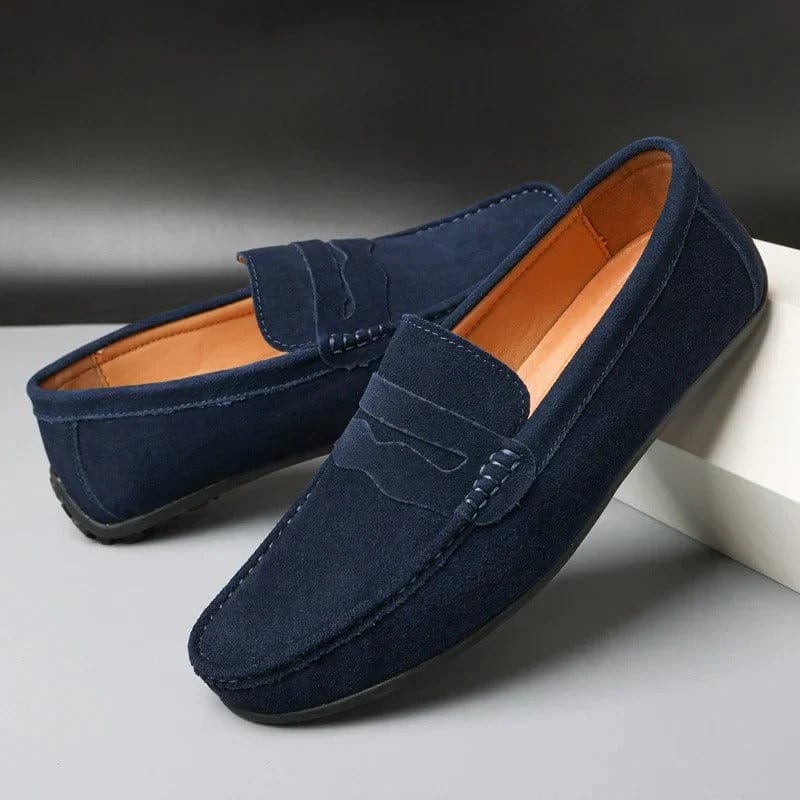 Mocassins à brides pour homme au profil bas avec bande décorative et coutures apparentes